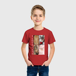 Футболка хлопковая детская I LOVE CATS Я ЛЮБЛЮ КОШЕК, цвет: красный — фото 2