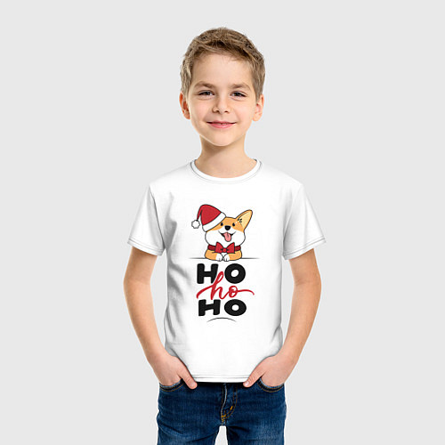 Детская футболка Corgi Ho ho Ho / Белый – фото 3