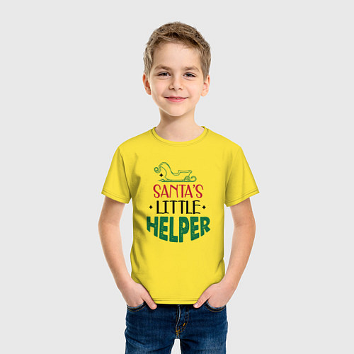 Детская футболка Santas littke helper / Желтый – фото 3