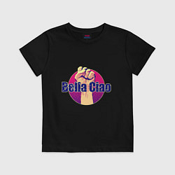 Футболка хлопковая детская Bella Ciao Fist, цвет: черный