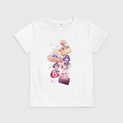 Футболка хлопковая детская Чиби Инадзума, цвет: белый