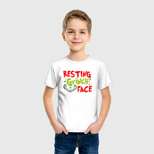 Детская футболка Resting Grinch Face Новогодний / Белый – фото 3