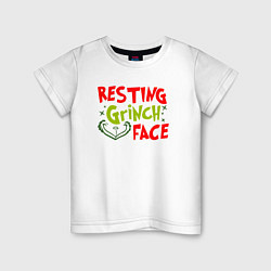Футболка хлопковая детская Resting Grinch Face Новогодний, цвет: белый