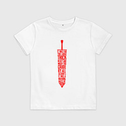 Футболка хлопковая детская БЕРСЕРК КРАСНЫЙ МЕЧ С НАДПИСЬЮ BERSERK SWORD, цвет: белый