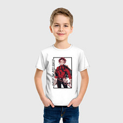 Футболка хлопковая детская Танджиро Камадо Клинок, рассекающий демонов, цвет: белый — фото 2