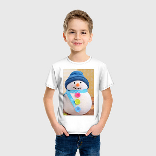Детская футболка Счастливый снеговичок / Белый – фото 3