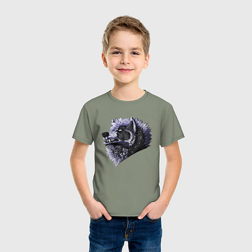 Детская футболка Свирепый крутой волчара / Авокадо – фото 3