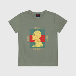 Футболка хлопковая детская PUCCI GOLD ПУЧЧИ ЗОЛОТО, цвет: авокадо