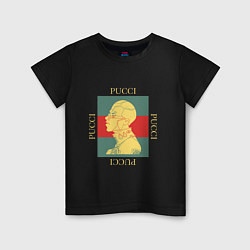 Футболка хлопковая детская PUCCI GOLD ПУЧЧИ ЗОЛОТО, цвет: черный