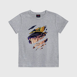 Футболка хлопковая детская JOJOS BIZARRE ADVENTURE, ГЛАВНЫЙ ГЕРОЙ, цвет: меланж