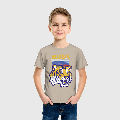 Детская футболка Russian tiger / Миндальный – фото 3