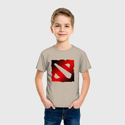 Футболка хлопковая детская ЧЁРНО КРАСНОЕ ЛОГО ДОТА 2 DOTA 2 LOGO, цвет: миндальный — фото 2