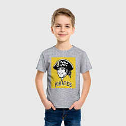 Футболка хлопковая детская Pittsburgh Pirates baseball, цвет: меланж — фото 2