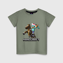 Футболка хлопковая детская MINECRAFT НОВЫЙ ГОД 2022 МАЙНКРАФТ, цвет: авокадо