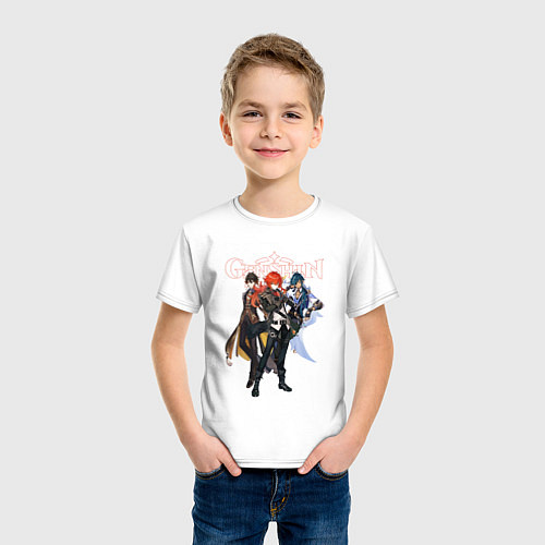 Детская футболка GENSHIN IMPACT, КЭЙА, ДИЛЮК, ЧЖУН ЛИ / Белый – фото 3