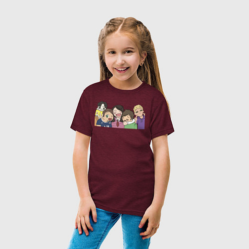 Детская футболка Групповое фото / Меланж-бордовый – фото 4