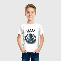 Футболка хлопковая детская Audi - car steering wheel, цвет: белый — фото 2