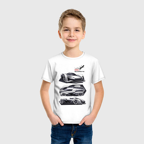 Детская футболка Audi motorsport concept sketch / Белый – фото 3
