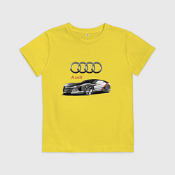 Футболка хлопковая детская Ауди - автоспорт концепт эскиз, цвет: желтый