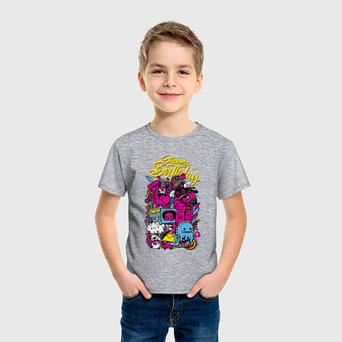 Детская футболка Happy Birthday to you! / Меланж – фото 3