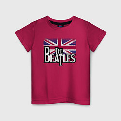 Футболка хлопковая детская The Beatles Great Britain Битлз, цвет: маджента