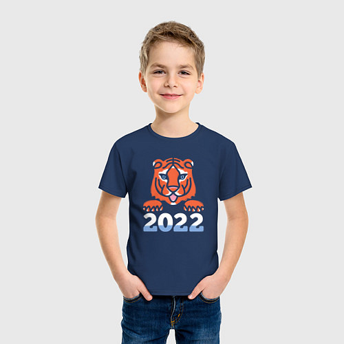 Детская футболка Год тигра 2022 китайский календарь / Тёмно-синий – фото 3