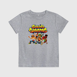 Футболка хлопковая детская Subway Surfers персонажи, цвет: меланж