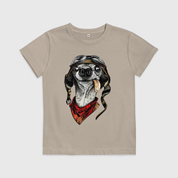 Футболка хлопковая детская Biker dog, цвет: миндальный