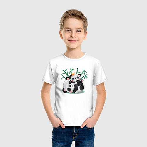 Детская футболка Пандочка с дитенышем / Белый – фото 3