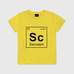 Футболка хлопковая детская САРКАЗМ - SARCASM, Sc Таблица Менделеева, цвет: желтый