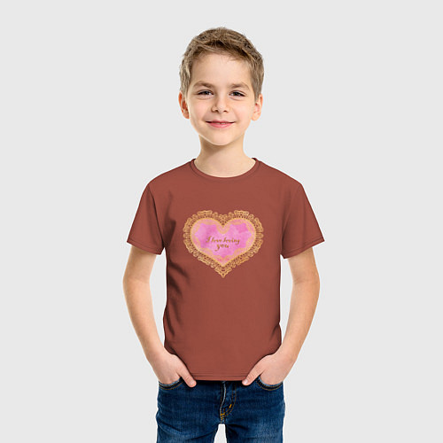 Детская футболка Я люблю тебя любить Признание-валентинка Золотой т / Кирпичный – фото 3