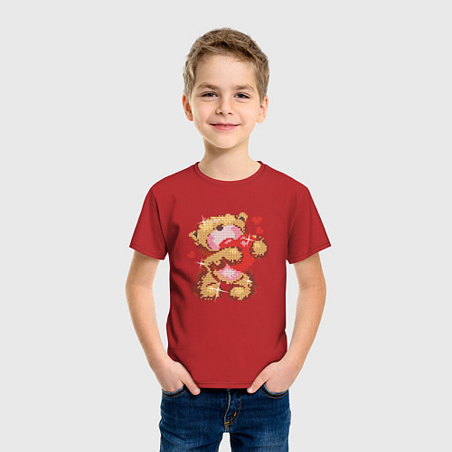 Детская футболка Мишка с сердцем в лапах / Красный – фото 3