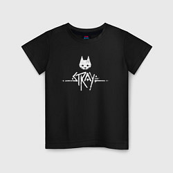 Футболка хлопковая детская Stray: White Logo, цвет: черный