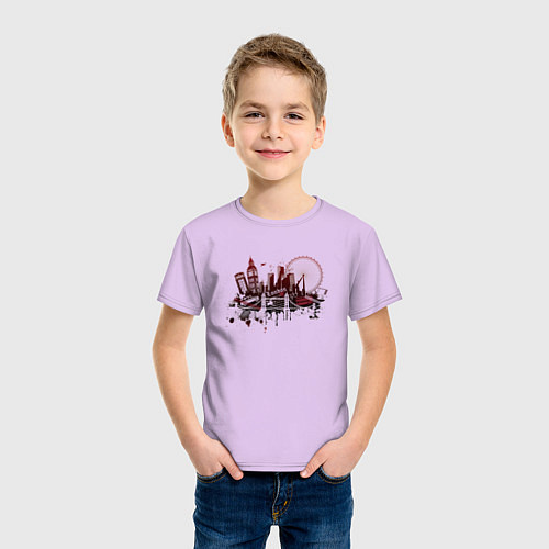 Детская футболка London Dark red design / Лаванда – фото 3