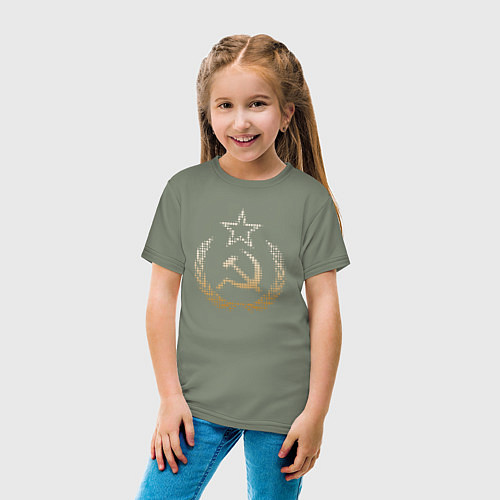 Детская футболка Символы СССР стиль полутон / Авокадо – фото 4