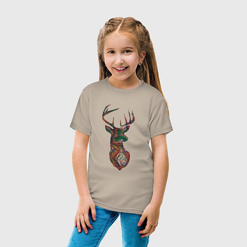 Детская футболка Образ оленя из линий / Миндальный – фото 4
