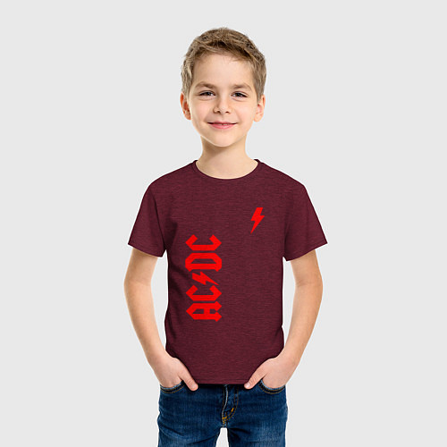 Детская футболка ACDC red / Меланж-бордовый – фото 3