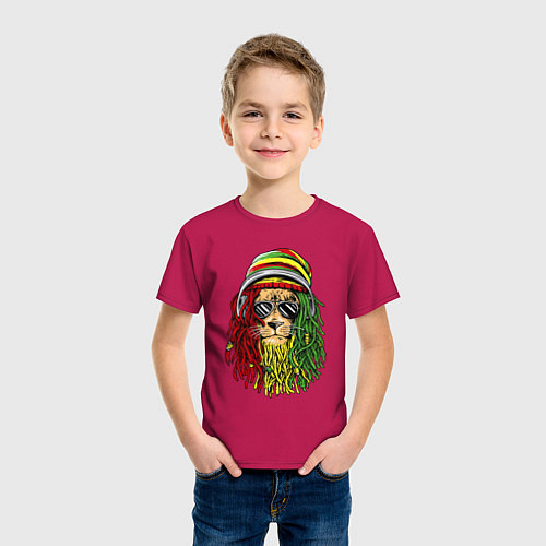 Детская футболка Rasta lioN / Маджента – фото 3