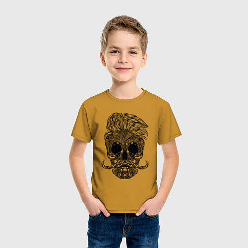 Детская футболка Skull hipster / Горчичный – фото 3