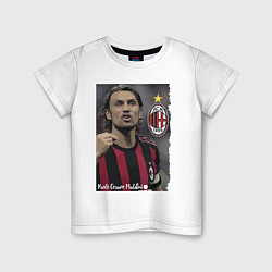 Футболка хлопковая детская Paolo Cesare Maldini - Milan, captain, цвет: белый