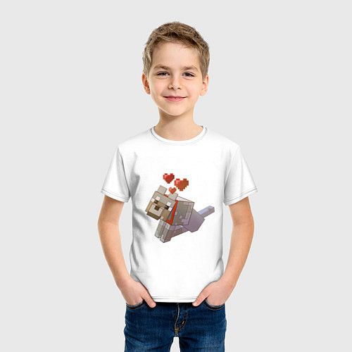 Детская футболка Майнкрафт - милая собачка / Белый – фото 3