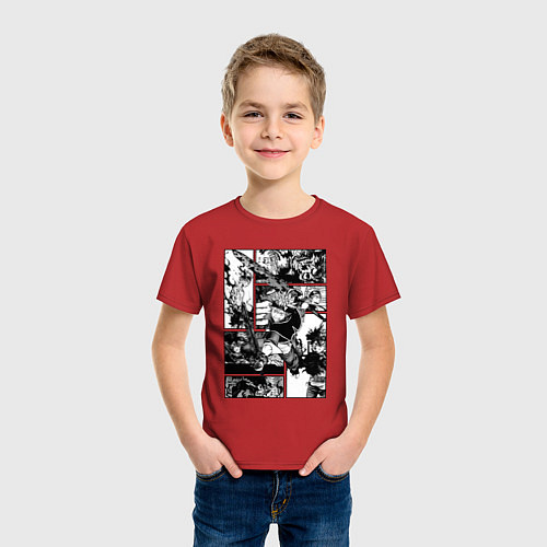 Детская футболка АСТА Черный Клевер Панели Манги / Красный – фото 3