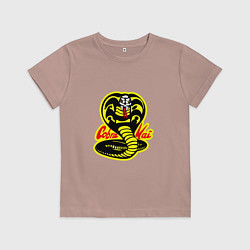 Футболка хлопковая детская Кобра кай лого, цвет: пыльно-розовый