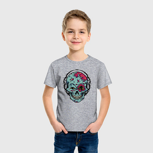 Детская футболка Cool skull! Grin! / Меланж – фото 3