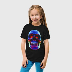 Футболка хлопковая детская Cool neon skull, цвет: черный — фото 2