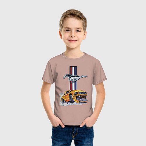 Детская футболка Мустанг раскрыл пасть! / Пыльно-розовый – фото 3