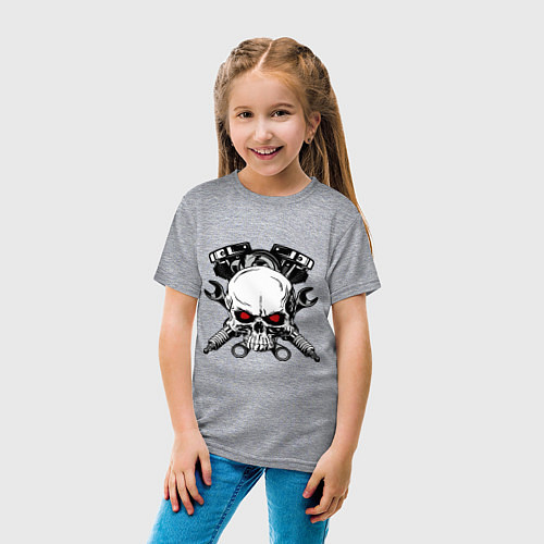 Детская футболка Moto skull / Меланж – фото 4