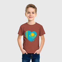 Футболка хлопковая детская Сердце - Казахстан, цвет: кирпичный — фото 2