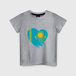 Футболка хлопковая детская Сердце - Казахстан, цвет: меланж