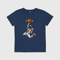 Футболка хлопковая детская Космический баскетболист, цвет: тёмно-синий